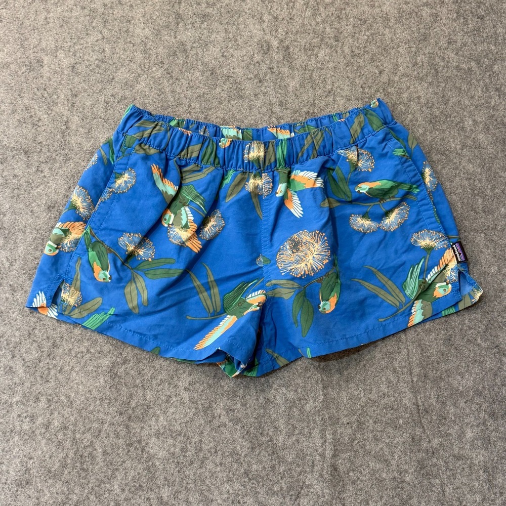 Patagonia Parrots Port Blue Barely Baggies 2.5" Shorts Women's Size Small